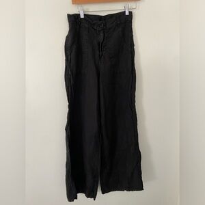 Enza Costa High Waist Wide Leg Trouser in Black Size 2